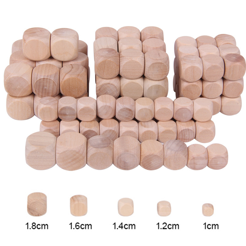 Dice Tower Wooden - 10pcs D6 6 Sided Blank Wood
