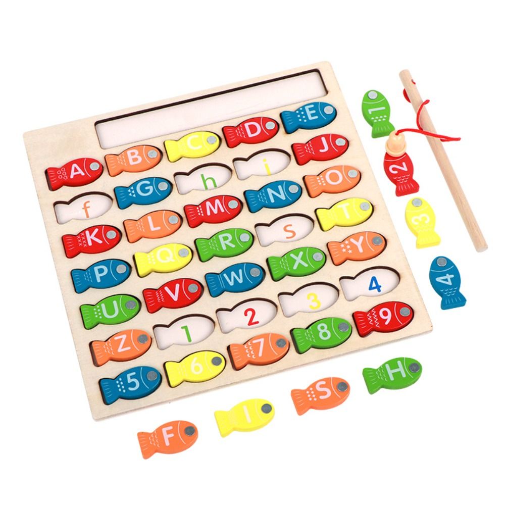 Board Game Education - Wooden Fishing Early Educational Puzzle Board