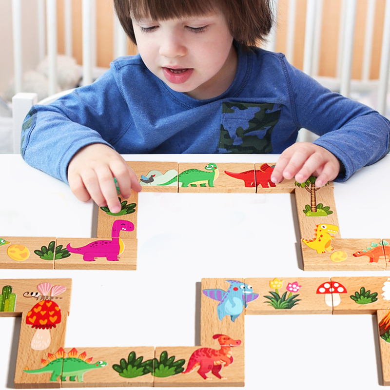 Wooden Dinosaur Domino Matchin - Board Game Monopoli review and price