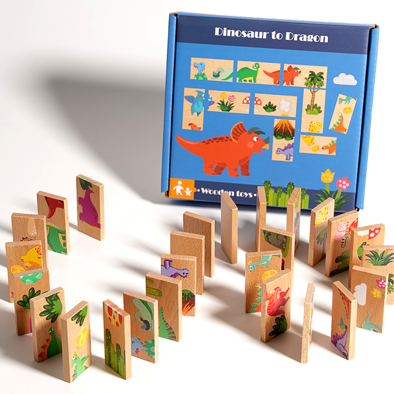 Wooden Dinosaur Domino Matchin - Board Game Monopoli review and price